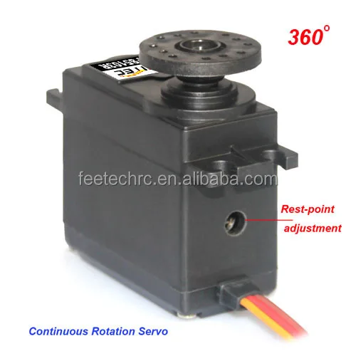 Servo analogico continuo da 10 kg FS5109R 60.6G Cuscinetti a sfere con ingranaggi in rame Pa + custodia in fibra di vetro Servomotore 360 per aereo Rc Edf