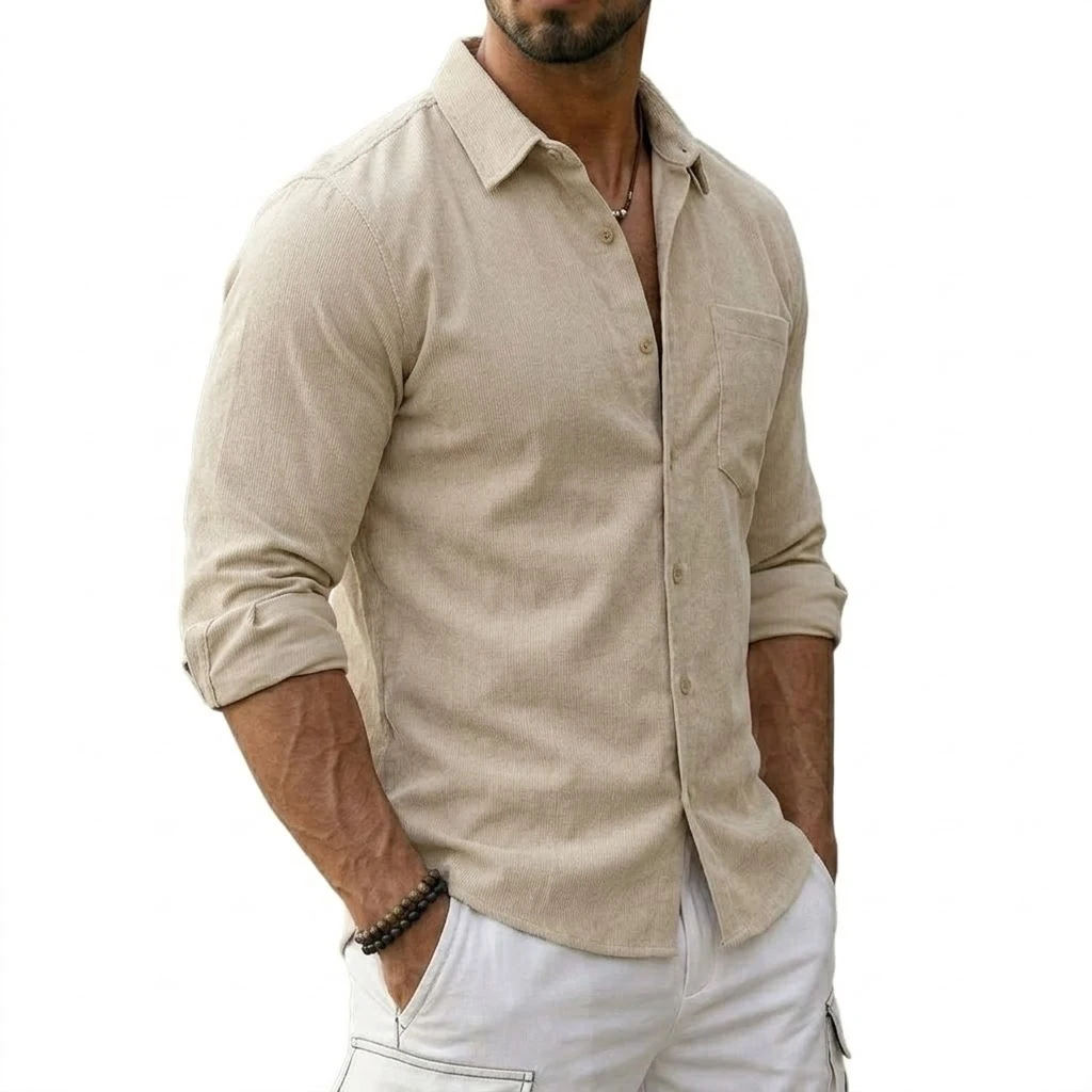 New Cotton Linen Shirts for Men Lightweight Casual Shirts Long Sleeve Henley Beach Shirts Hawaiian T-Shirts for Men Luxury  Tee