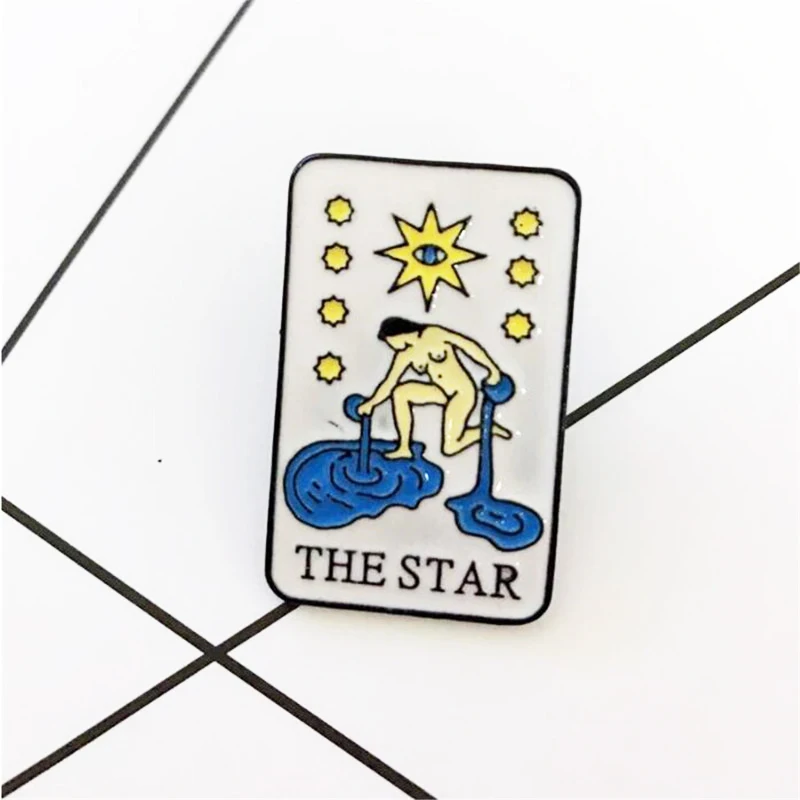 Tarot Card Enamel Pin The Star Brooch Metal Backpack Shirt Denim Badge Jewelry Gift for Friends