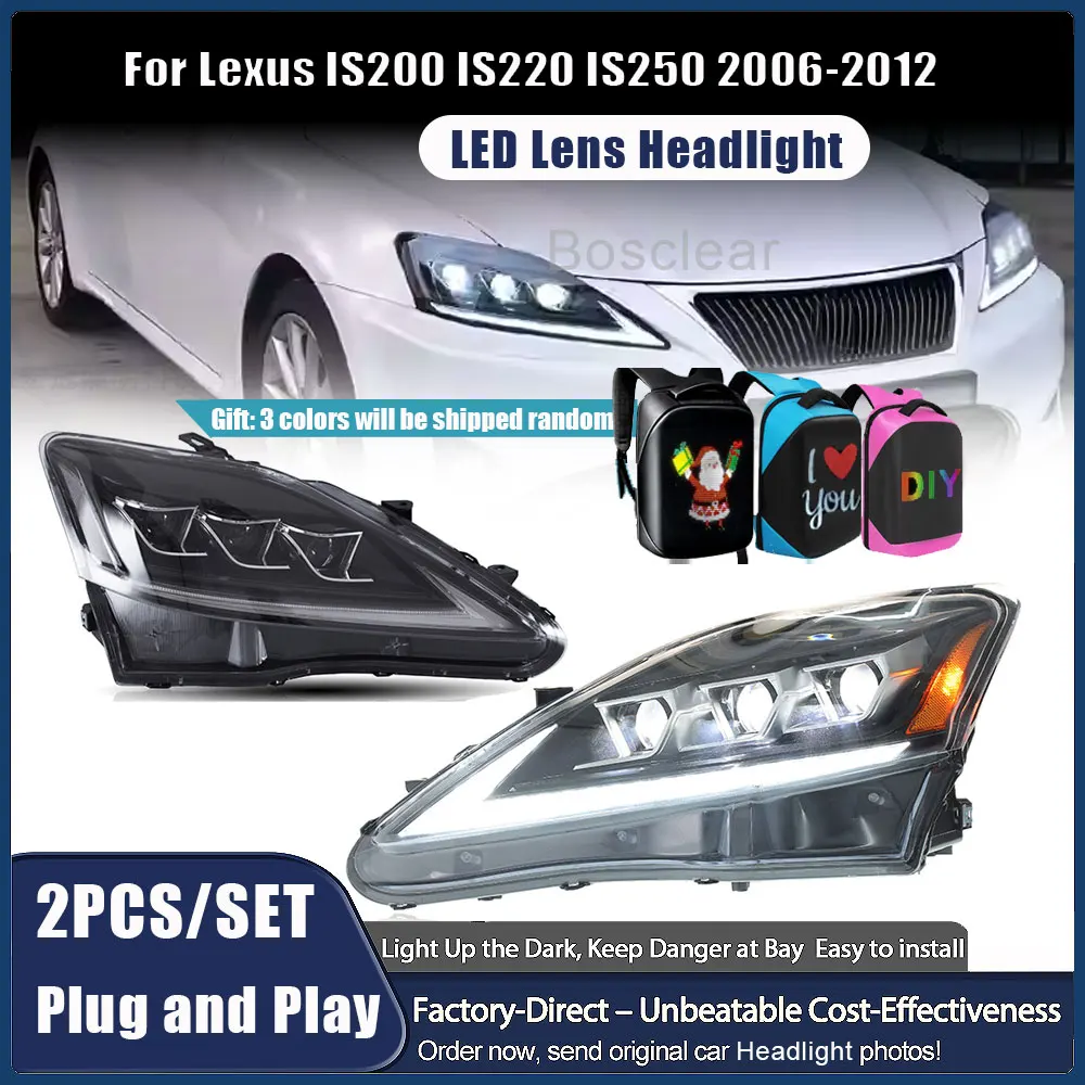 

2pcs LED Front HeadLamps Assembly Start Up Animation DRL For Lexus IS IS250/ IS250C IS350 IS350C IS220d 2006-2012 Car Headlight