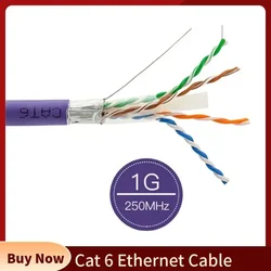 Cat 6 Ethernet Cable 20m 10m RJ45 Cat6 Networking Cables FTP 4 Twisted Pair Pure Oxygen Free Copper Purple OD 7.5mm 23AWG 1G