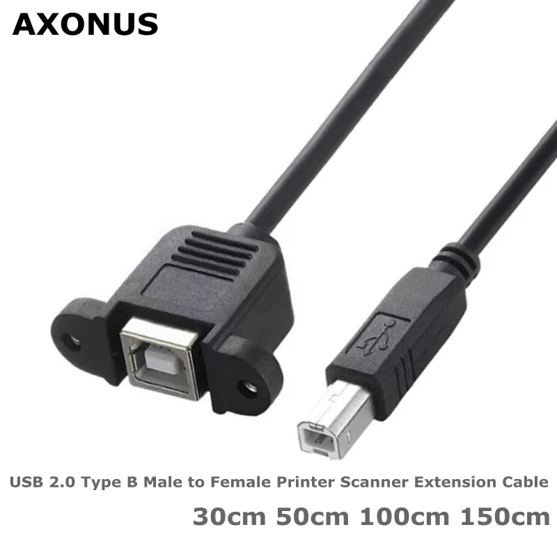 Spacing 30mm USB 2.0 Type B Male to Type B Female Printer Scanner Extension Cable with Panel Mount Screw Holes