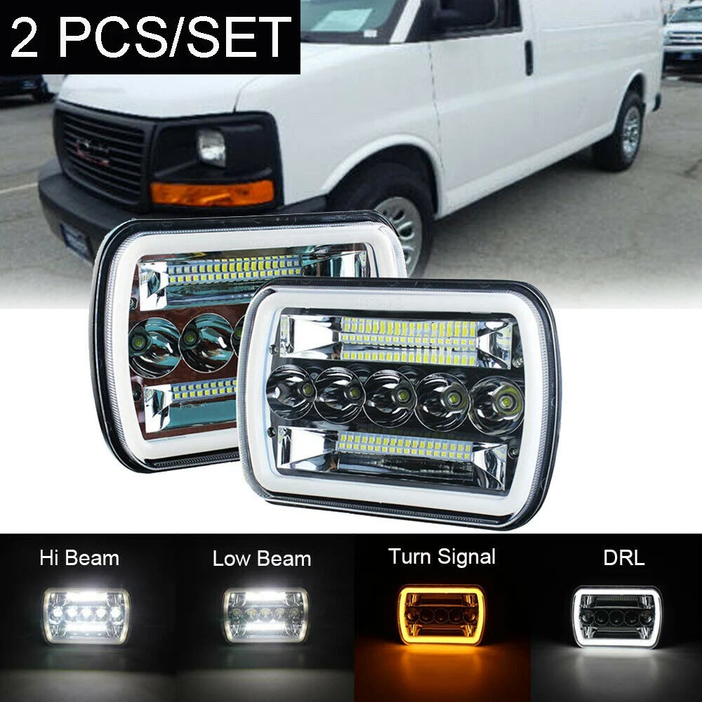 Phare LED à faisceau Hi-Lo DRL pour Jeep Cherokee Wrangler XJ YJ, 240W 5x7 pouces 7x6 pouces, 1 paire