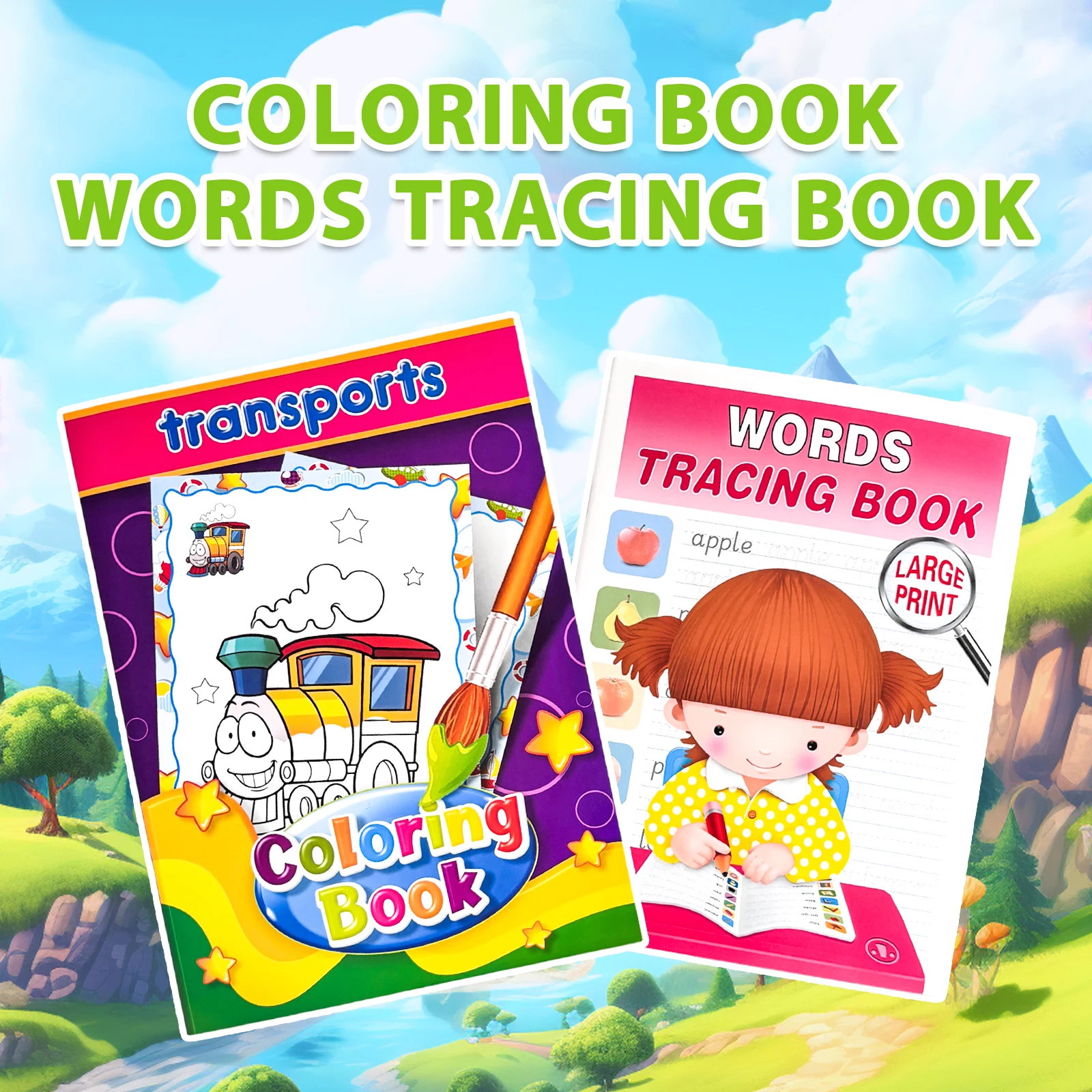 Cuadernos en inglés, libros para colorear para niños, libros de dibujo, ejercicios de tareas para practicar caligrafía, mejorar la concentración del chico