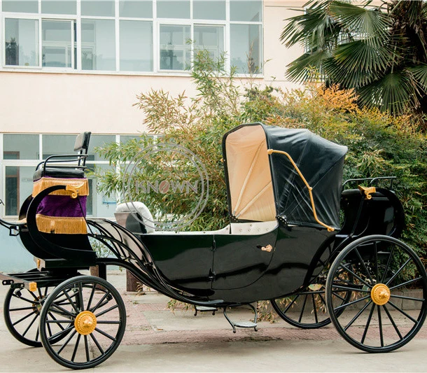 European Style Luxury Electric Royal Horse Cart Wedding Carriage With Soft Seat Support Customize