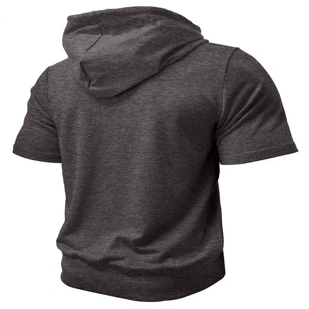 Мужской топ с капюшоном и короткими рукавами. Мужская летняя футболка с капюшоном на молнии. Легкая футболка с короткими рукавами и карманами для повседневного использования для мужчин.