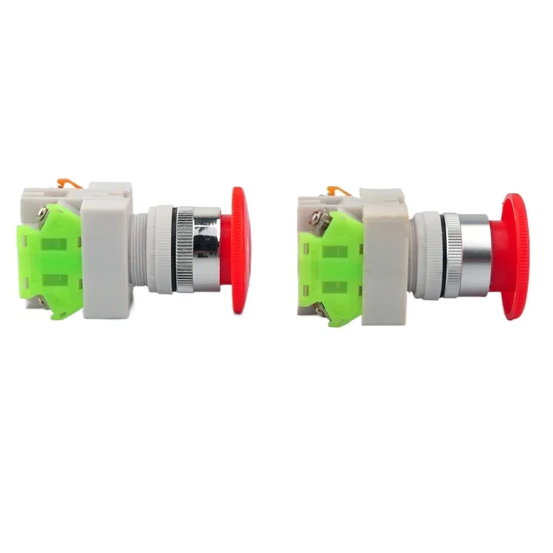 2 قطعة 10A 660 فولت IP55 1NO 1NC رأس الفطر الذاتي قفل الطوارئ وقف الضغط على زر الضغط 22 مللي متر LAY7 (PBCY090) LAY37
