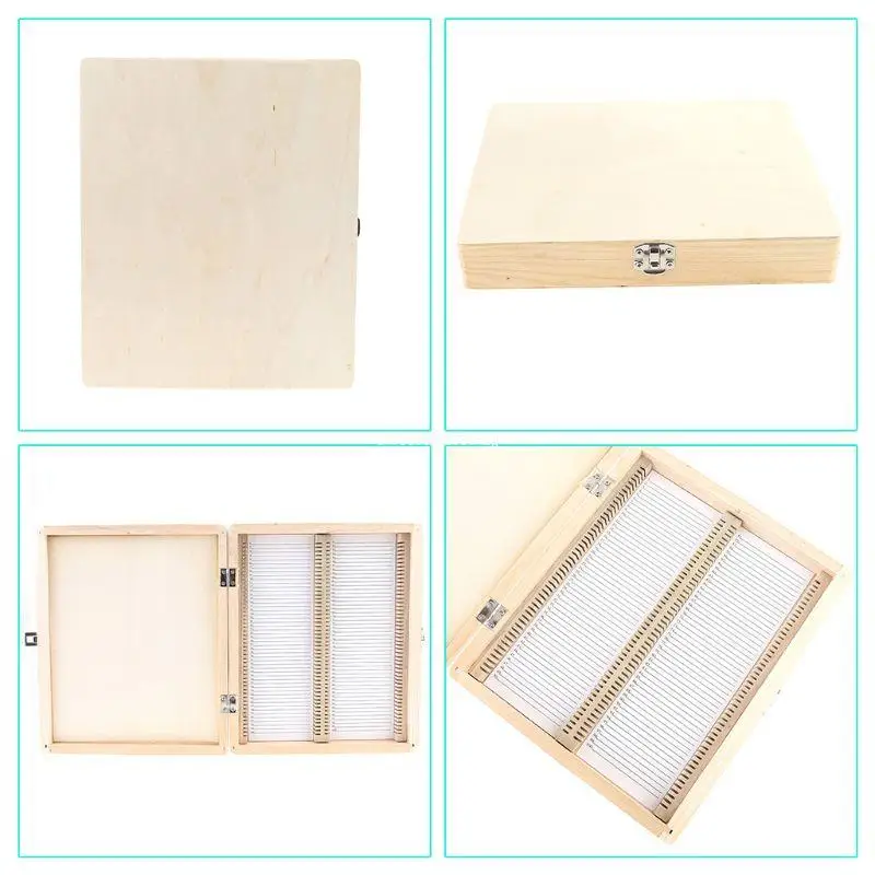 Professional Laboratory Use Microscope Slides Box for Case Wooden Container Storage Holder for 100 Pcs Microscope Dropship