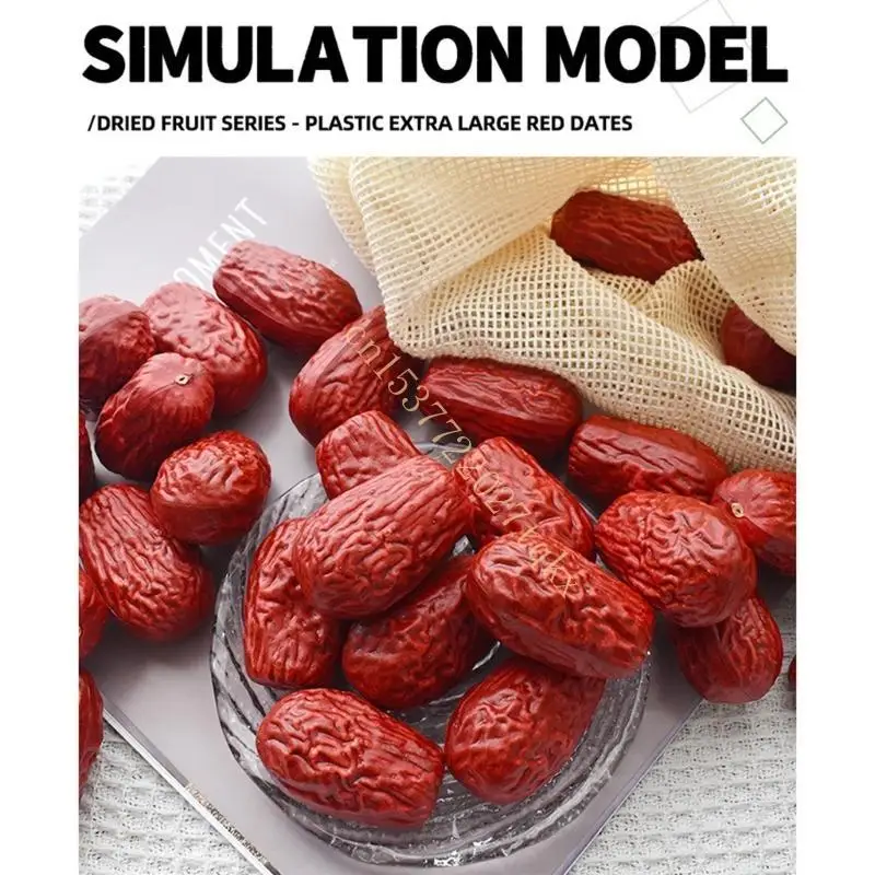 Paquete 50 Realistas Modelo fruta seca falsa Adornos plástico alimentos artificiales para decoraciones hogares y