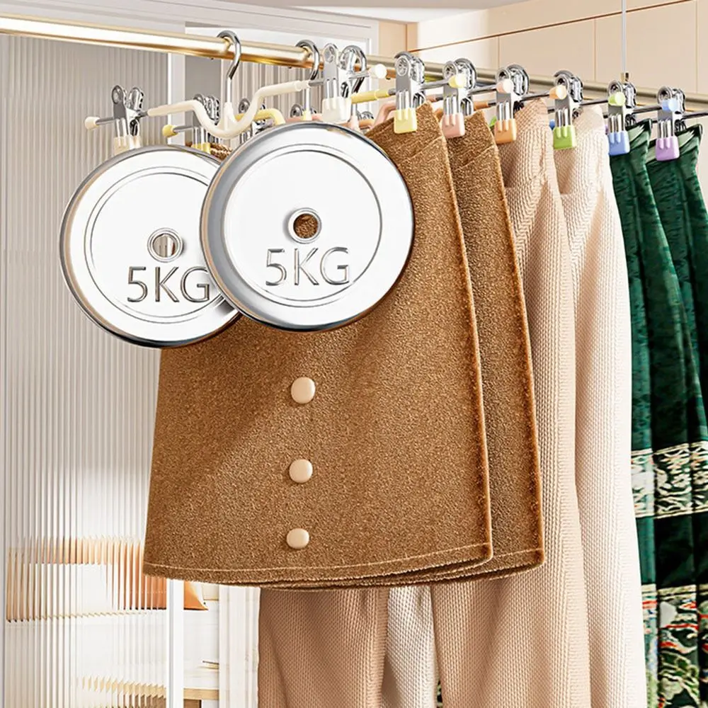 Gifts Short Neck Trouser Clip Non-slip Rainbow Colors Household Trouser Hanger Traceless Short Neck Trouser Rack