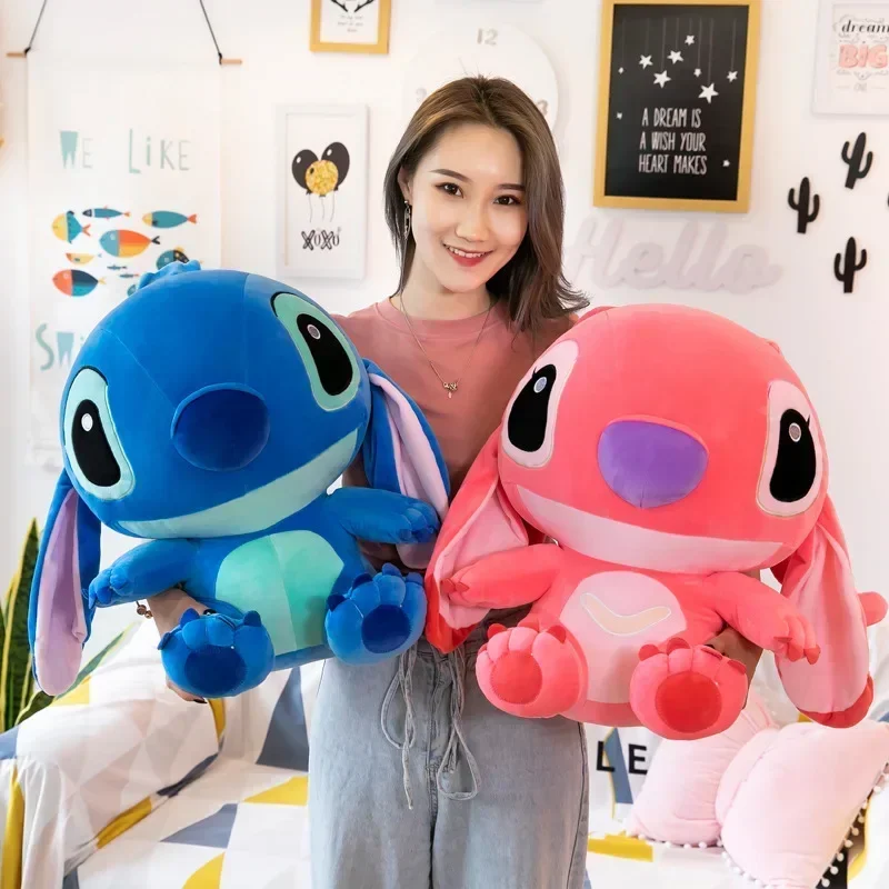 80CM Big Size Disney Plush Doll Toys Anime Lilo & Stitch Stuffed Animal Cute Plushies Kids Xmas Baby Christmas Gift