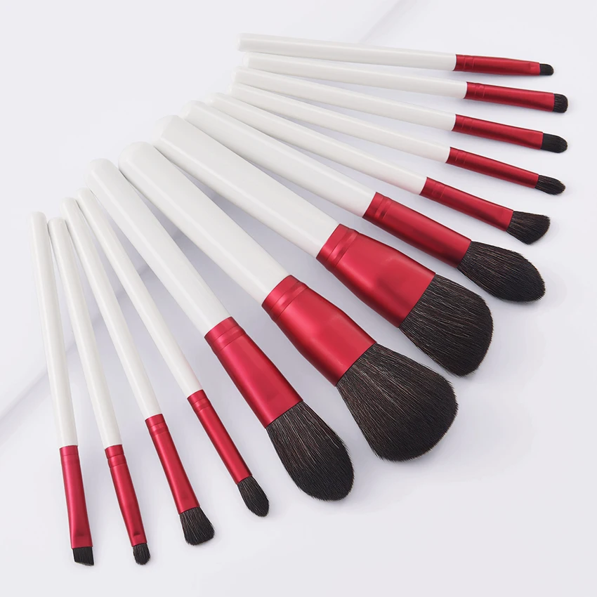 SAIANTTH – ensemble de pinceaux de maquillage, manche en bois blanc de haute qualité, Tube rouge, correcteur de fard à joues, eyeliner à sourcils, 13 pièces