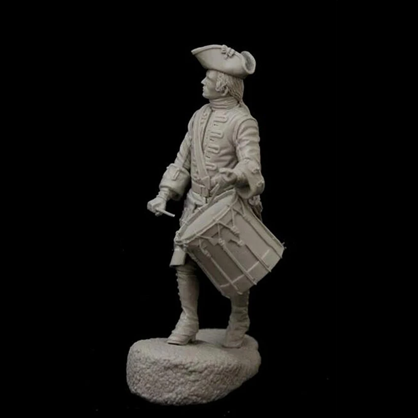 Unassambled 1/24 Oude Fantasy Man Soldaat Drummer Franches Resin Figuur Miniatuur Model Kits Unpainted