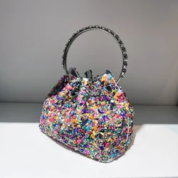 Manico strass pochette da sera borse e borsetta borsa a tracolla di design di lusso borsa a secchiello con pochette in cristallo lucido