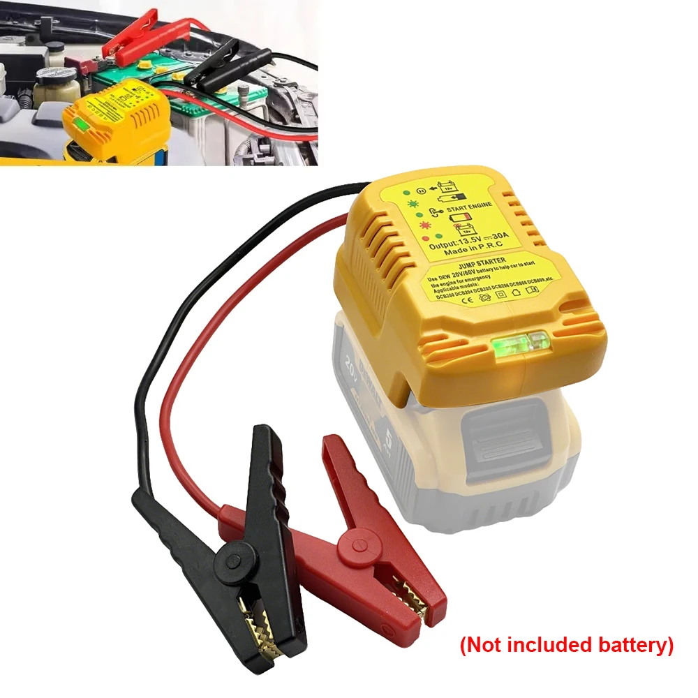 

NEW Jump Starter Adapter for DeWalt 20V Battery Powered with Jumper Cable Clamps Portable Car Battery Charger Jump Starter