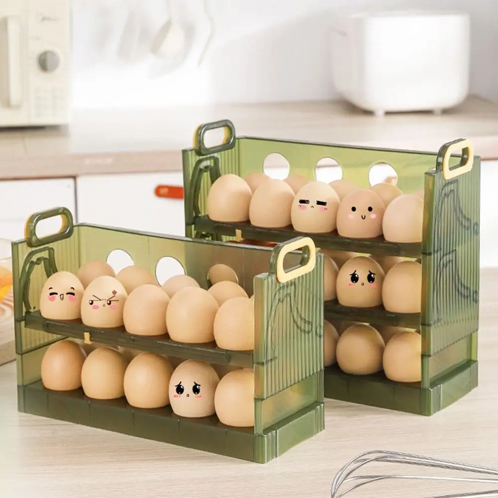 Refrigerator Egg Storage Box Double Layer Egg Rack Organizer Kitchen Capacity Basket Container Container Large Holder Egg H8X0