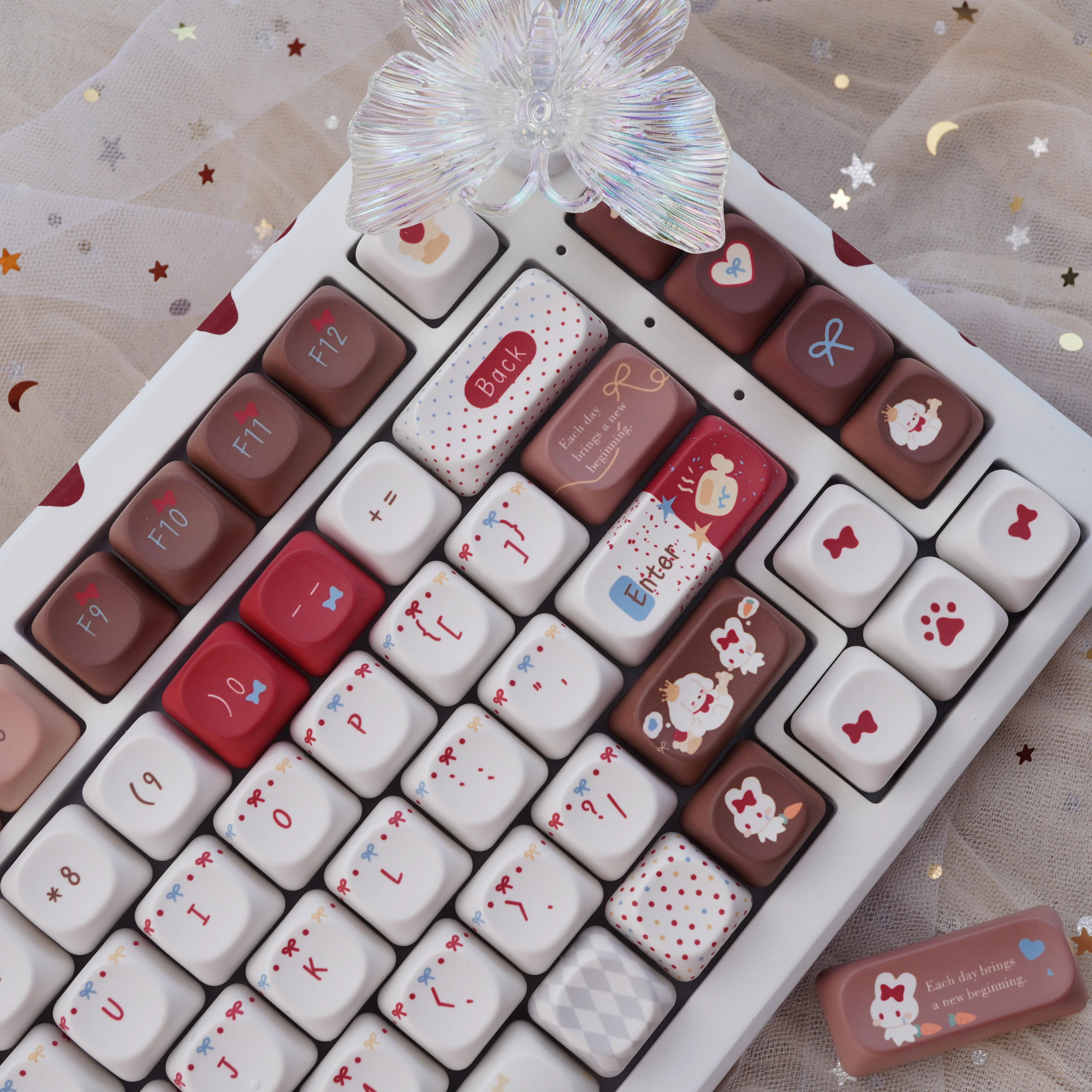 

Sweet Puppy Surprise Keycaps 130 keys MOA & Cherry Profile Key Cap 5-Side Dye-Sublimation Adorable Mechanical Keyboard Keycap