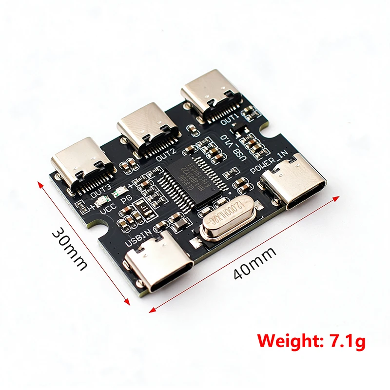TYPE-C to 4-Port USB HUB Module, Type-C Input Expand 4 Way Type-C USB Hub Splitter Board for DIY Electronic Project