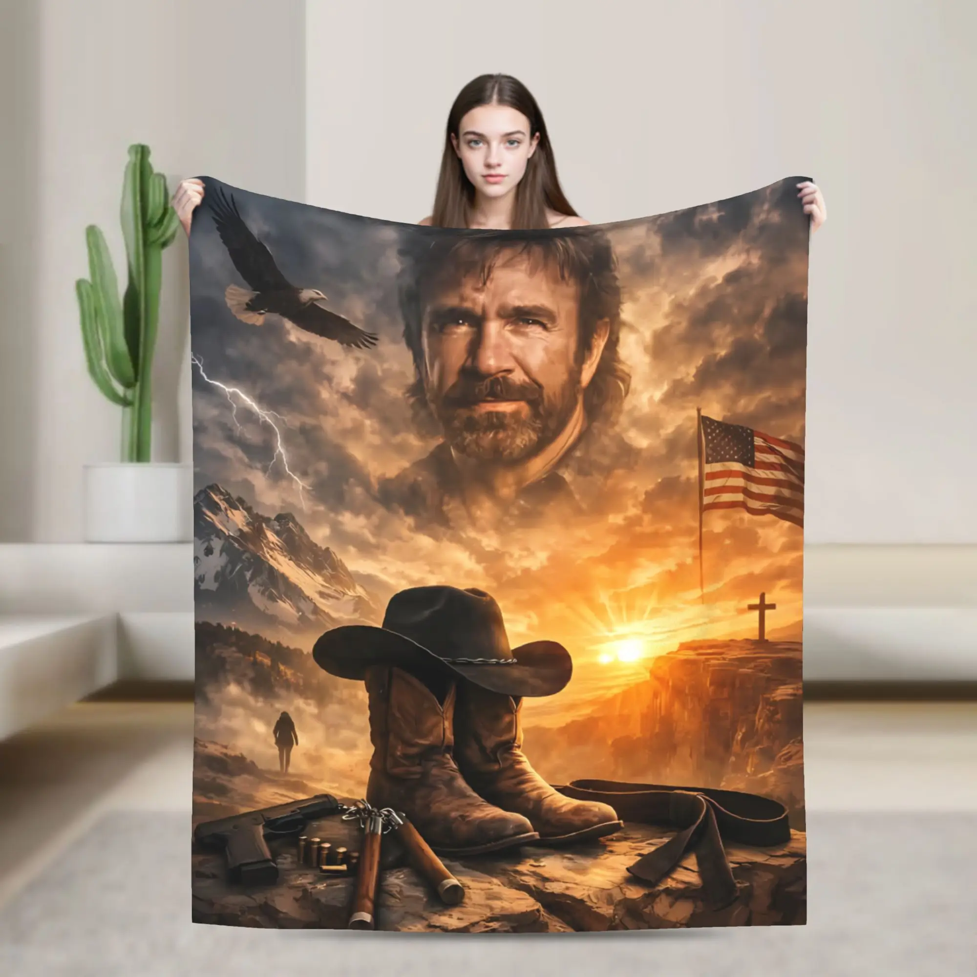

Chuck Norris Western Hero Tropical Blankets Quality Super Soft Bedding Throws Winter Camping Bedroom Street Trend Bedspread