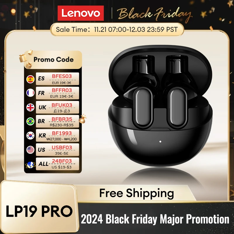 Original Lenovo LP19 PRO TWS Wireless Upgrade Bluetooth Earphones HiFi Sound Music Touch Earbuds Long Standby Gaming Headset New