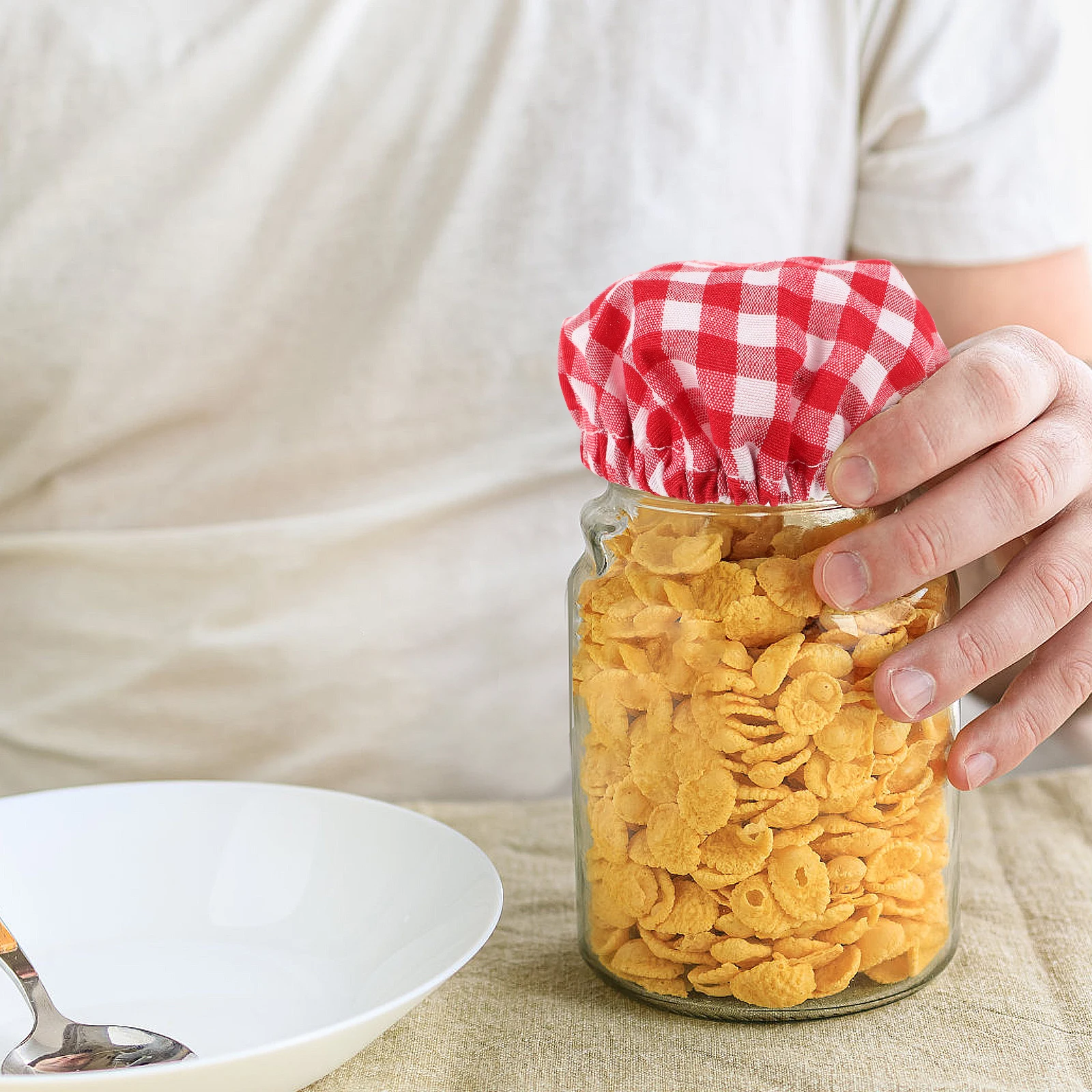 

4pcs Reusable Cloth Jar Covers 34 Inch Fit Wide Mouth Sourdough Starter Containers Fermentation Proofing Lid For Baking Tea Jars