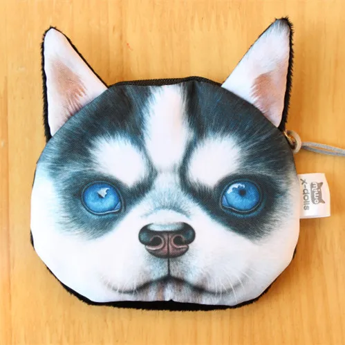 Cartoon Cute Simulation Dog Plush Coin Purse Creative Teddy Husky Cute Coin Purse Fashion Storage Bag Funny Birthday Gift