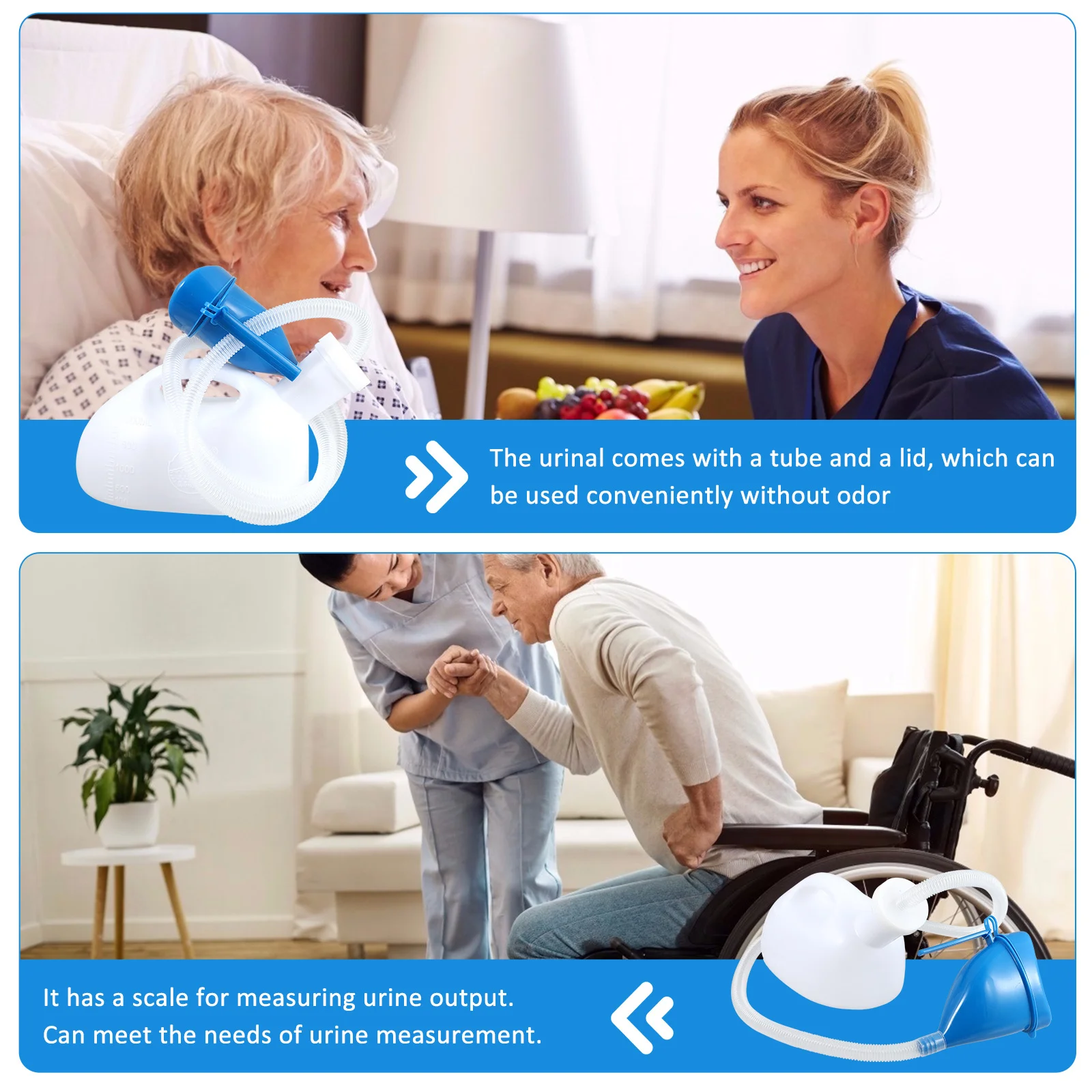 

Портативный писсуар с мягким резиновым ртом, легкая пластиковая бутылка для писсуара с трубкой и крышкой для пожилых людей, больницы, кемпинга, использования в автомобиле