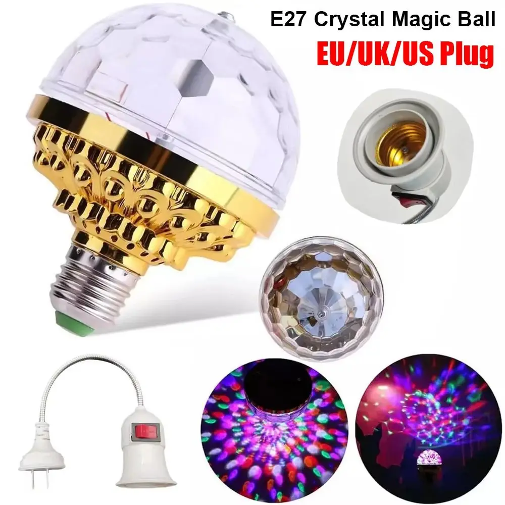 

1Pcs E27 Rotating Magical Ball Light Mini with Sockets RGB Projection Lamp Colorful Crystal DJ Disco Ball Light