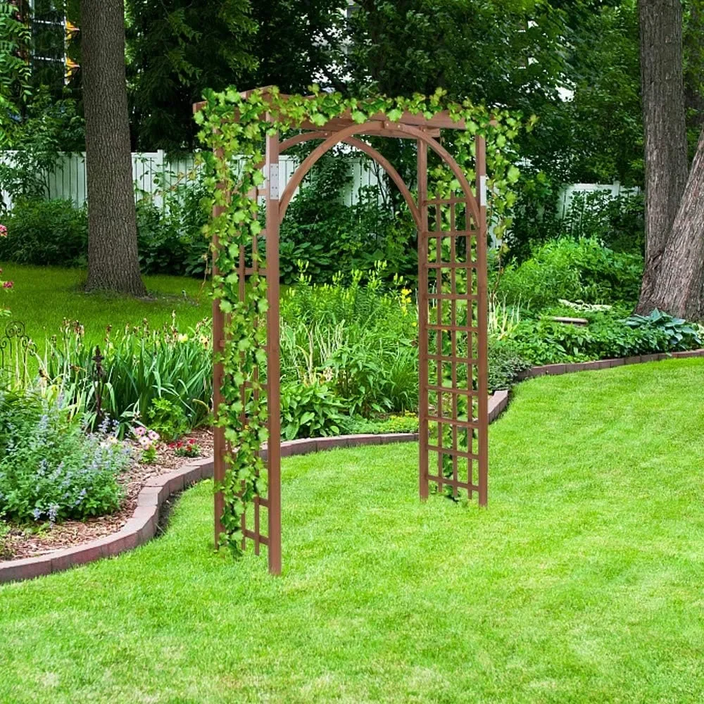 Wooden Garden Arbor,Wedding Arch for Ceremony, Wood Garden Trellis for Plant Climbing Patio Lawn Backyard Party Wedding