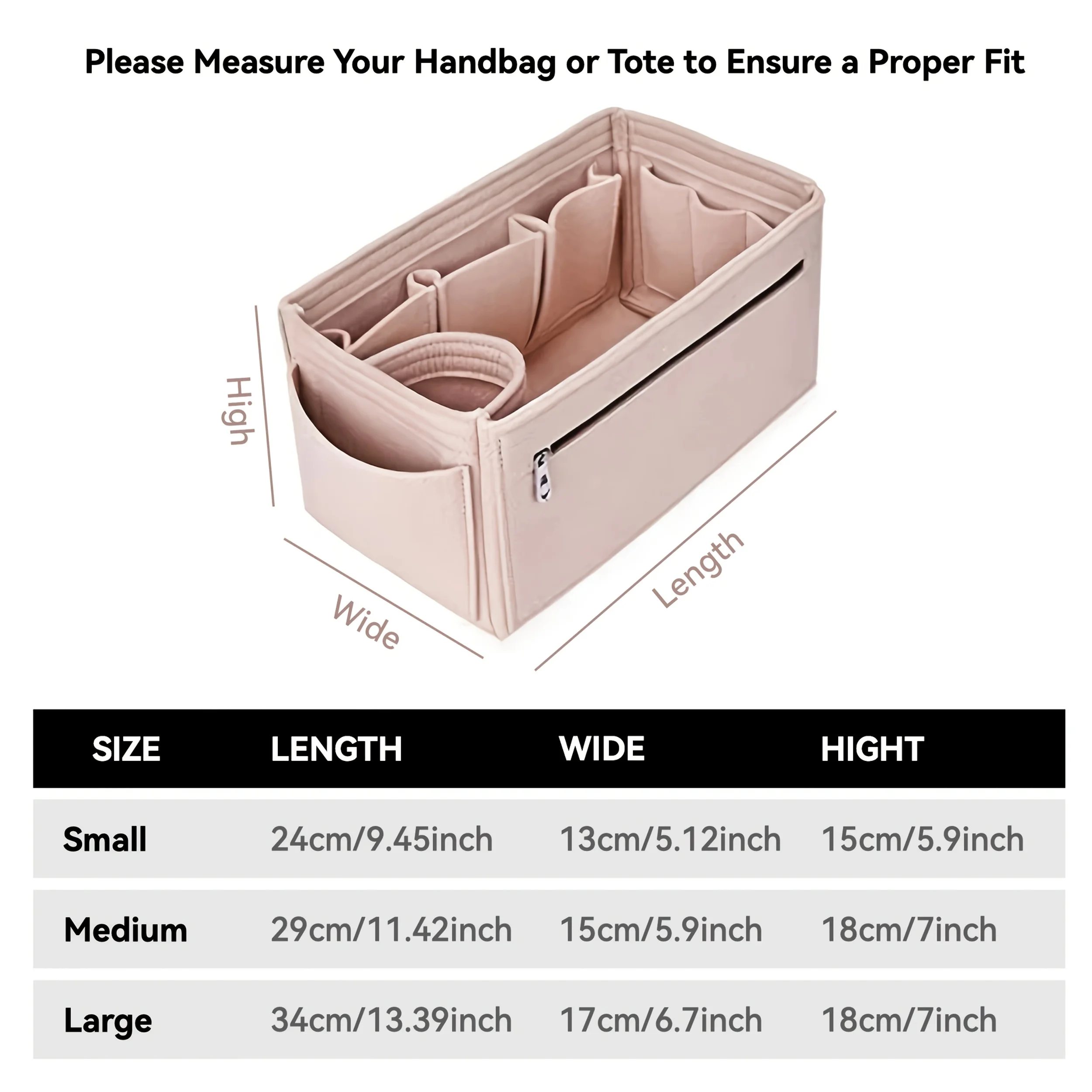 Make up Organizer Felt Cloth Handbag Organizer Insert Bag Travel Inner Purse Portable Cosmetic Bags Fits Speedy Neverfull