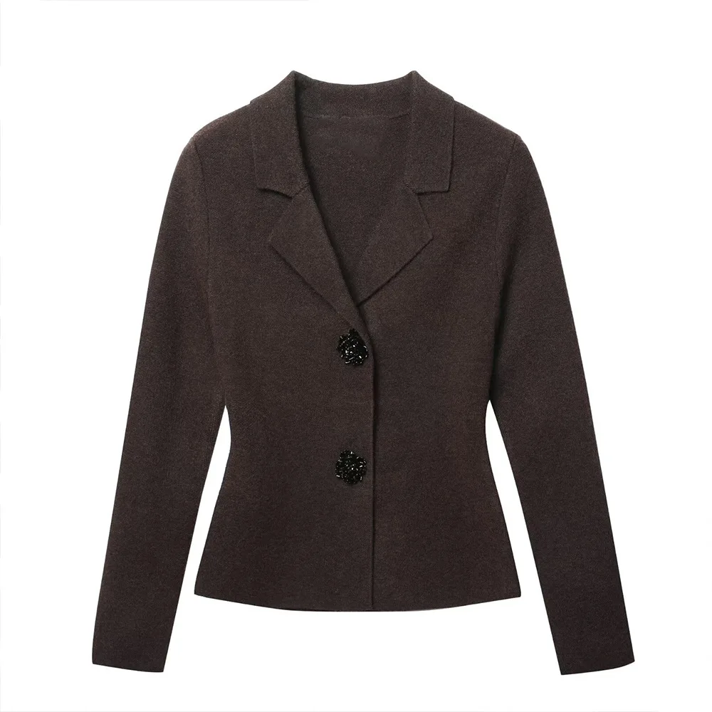 

2025 Autumn and Winter Versatile Tops Commuting Style Western Style Slim Knitted Suits Small Fragrant Style Jackets Korean Style