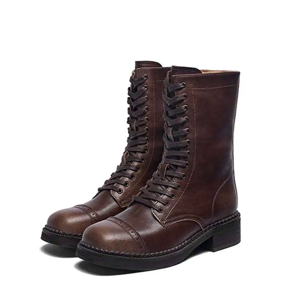 2026 Brand New Women's Brown Vintage y2k Motorcycles Boots Shoes