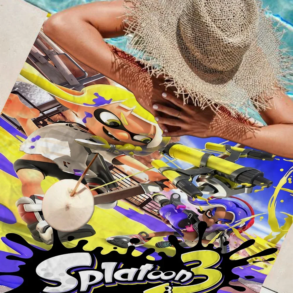 Video Game S-Splatoon 3 Microfiber Blanket Quick Drying Beach Towels Oversized Printing Super Absorbent Pool Towel Blanket