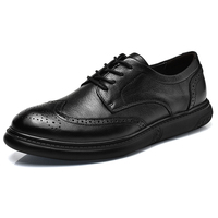 Men's Brogue Shoes Oxford Uniform Dress Shoes Genuine Cow Leather Lace Up Low-top Spring male Round-toe Casual Leisure Business