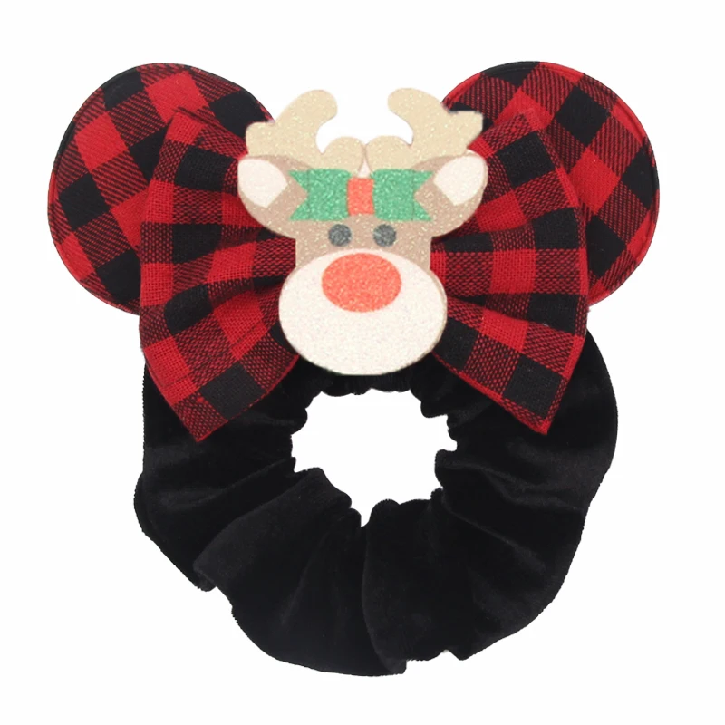 2024 Disney Christmas Mouse Ears Velvet Hair Scrunchies For Girls Women Sequins 4\