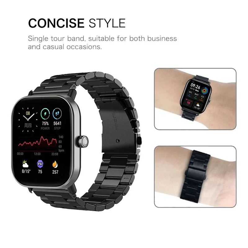 20mm 22mm pulseira de relógio para amazfit gts 2 mini/bip 3 pro/2e/gts2/gtr 42mm/gtr2/gtr 3 pro/2e galaxy watch 4 5 pulseira de relógio de metal