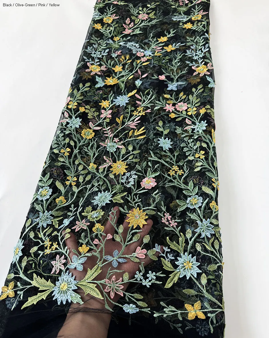 

Newest 3D Floral Soft Mesh Embroidery Lace Fashionable Clean Europe African Wedding Dress Fabric Sewing Garment Wear 130CM Width