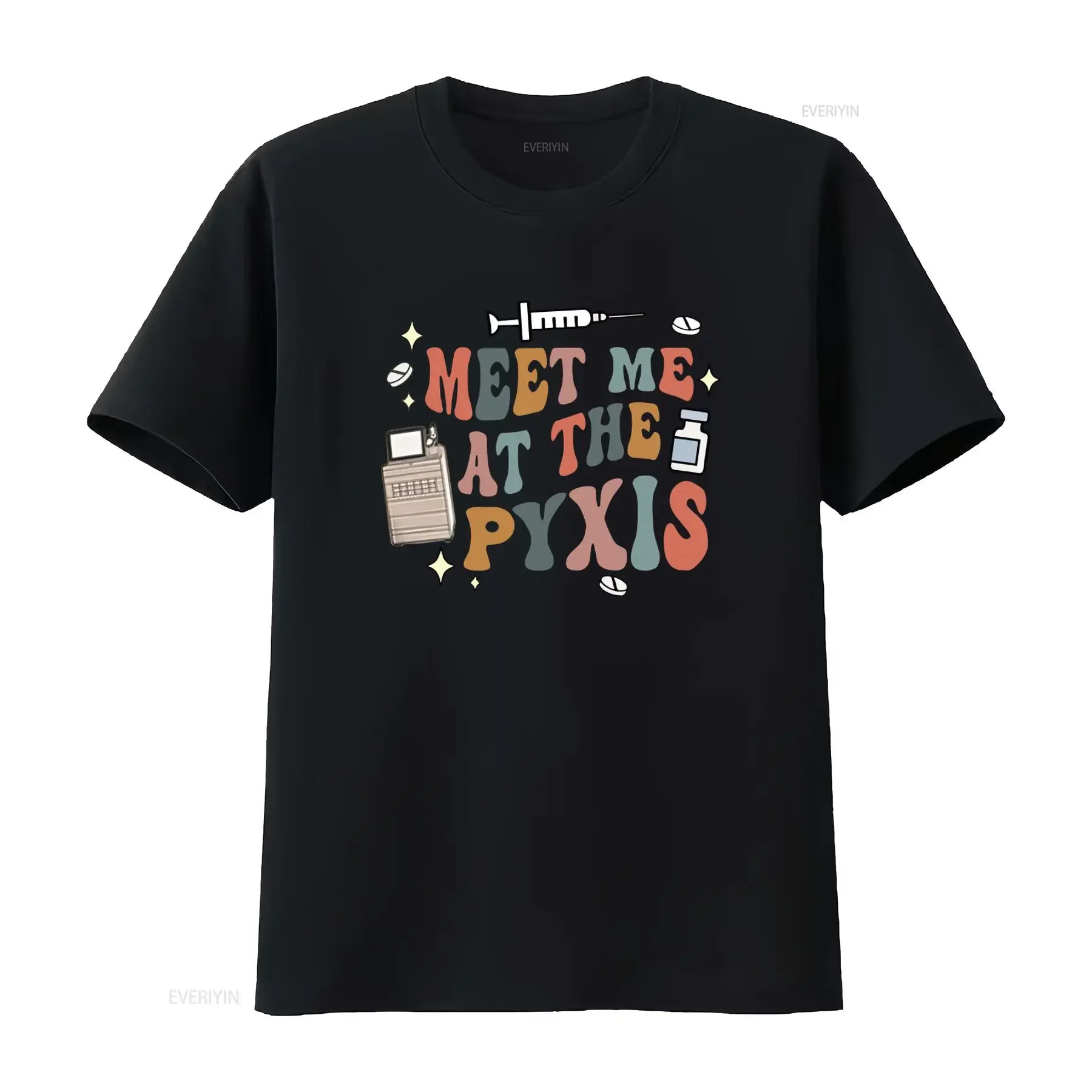 Retro Nurse Humor T Shirt Meet Me At The Pyxis Med Count Pharmacy Tech Surg Icu Nursing Pharm Pharmacist Medication Dispenser