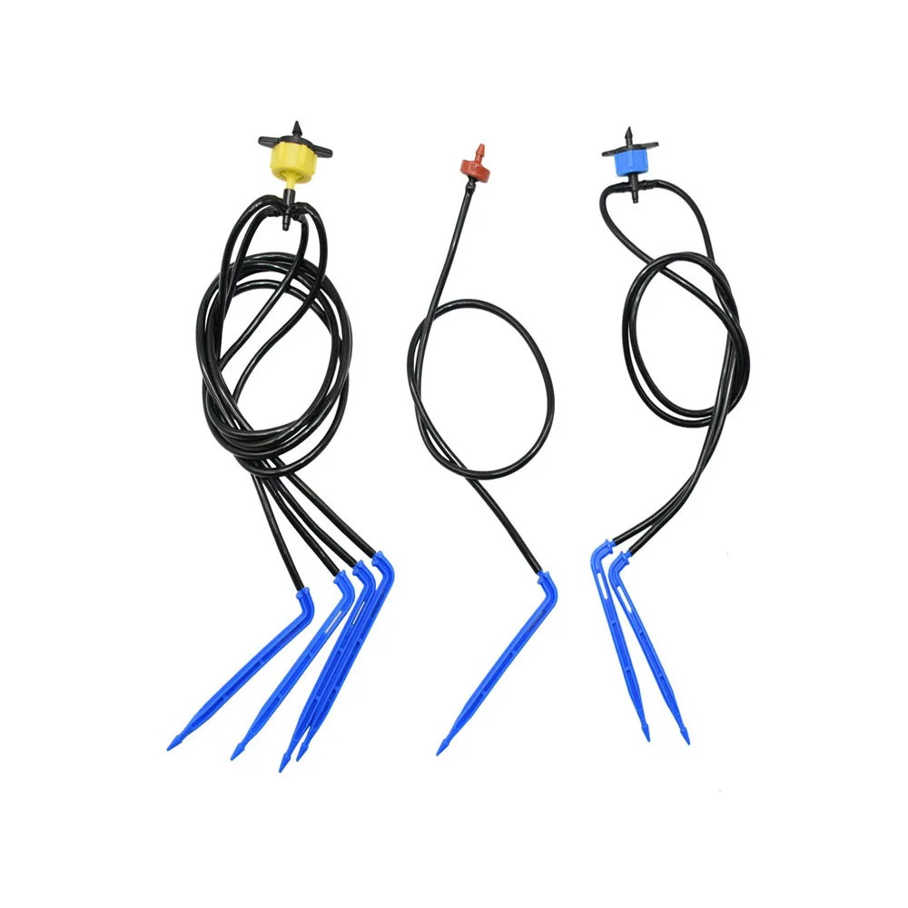 Greenhouse Potted Curved Arrow Drip Irrigation Set 2L4L8L Pressure Compensation Dripper 3/5mm 1/2/4-way Hose Connector