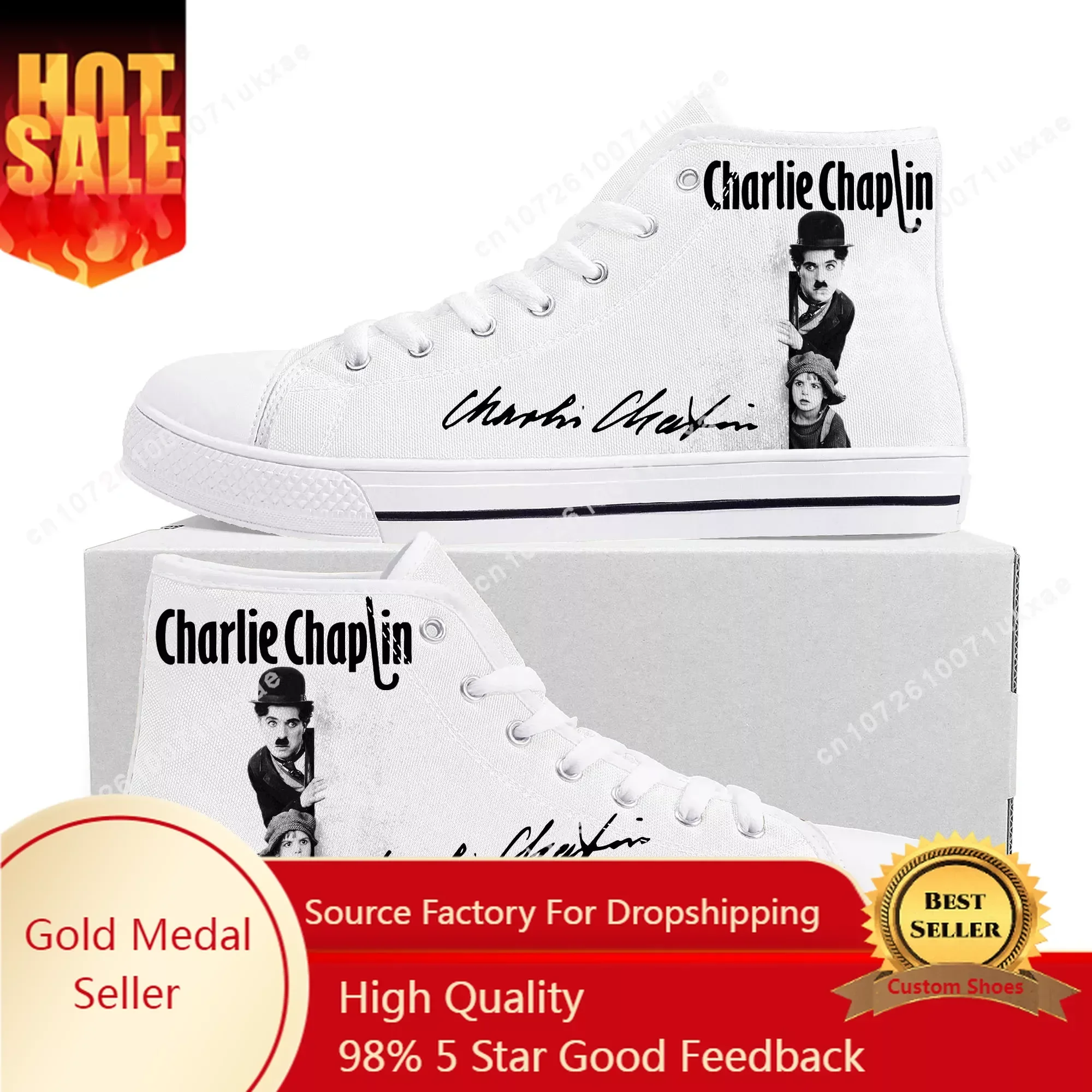 

Charlie Chaplin High Top Sneakers Mens Womens Teenager High Quality Canvas Sneaker couple Casual Shoe Customize Shoes