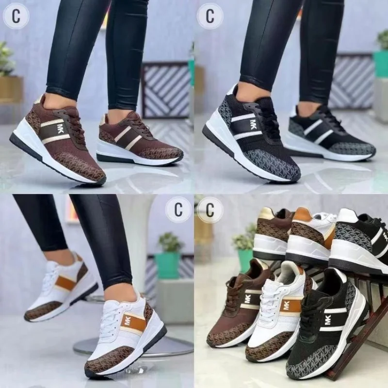 Women Wedges Sneakers Lace -Breathable Sports Shoes Casual Platform Female Footwear Ladies Vulcanized Shnes