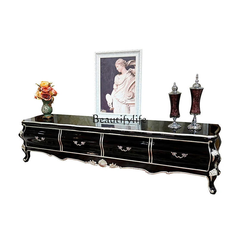 

French solid wood TV cabinet, European luxury palace small apartment storage bedroom floor cabinet aisle cabinet