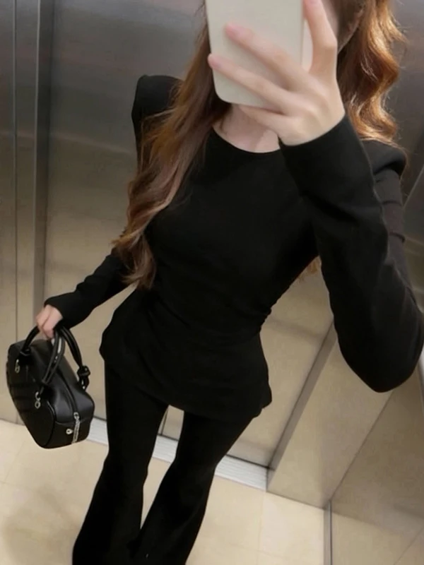 Spring 2026 Women's Sleeveless round Neck T-Shirt Slit Design Sensual Folded Shoulder Base Shirt Campus Office Commute Daily ...