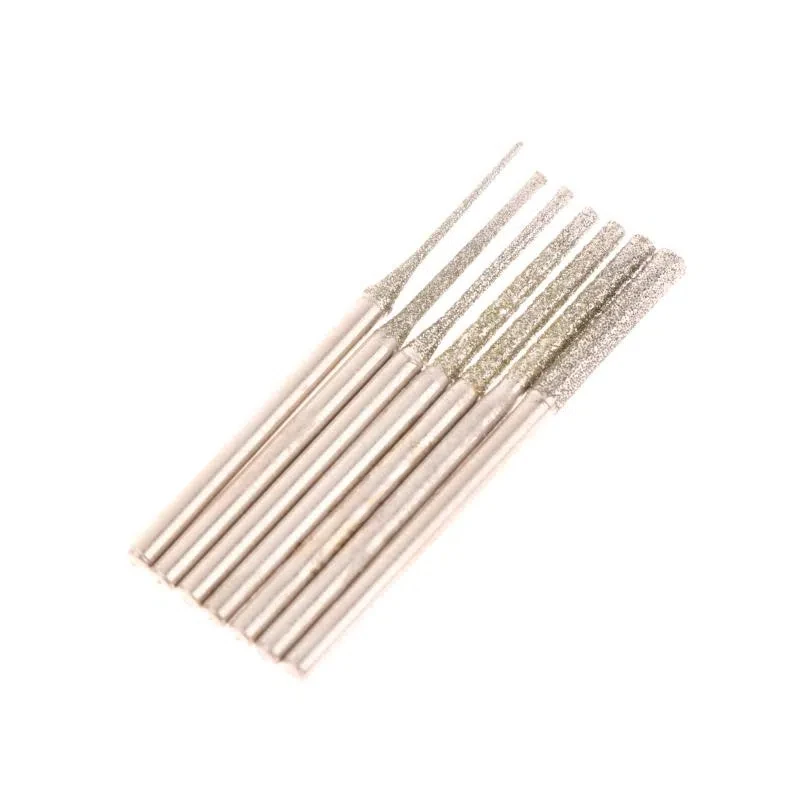 

10 шт. 0,8/1/1,2/1,5/1,8/2/2,5 мм сверло с алмазным покрытием и хвостовиком 2,35 мм для DIY стеклянных нефритовых ювелирных изделий, шлифовки и полировки