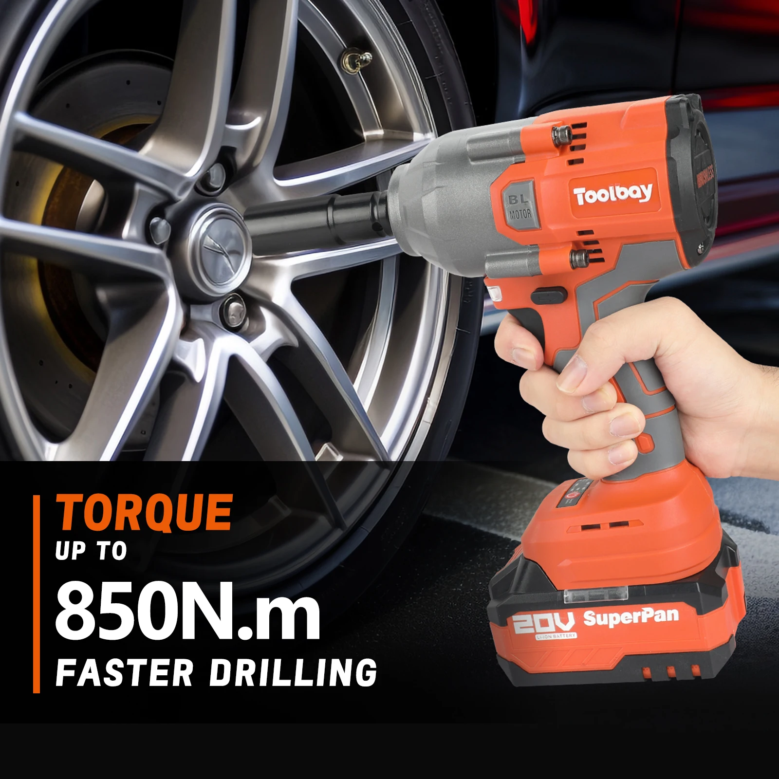 

Superpan 20V T2032 Brushless Impact Wrenc85N.m h 850N.m 1/2" Drive Cordless for Auto Repair & Duty Fastening electric wrench