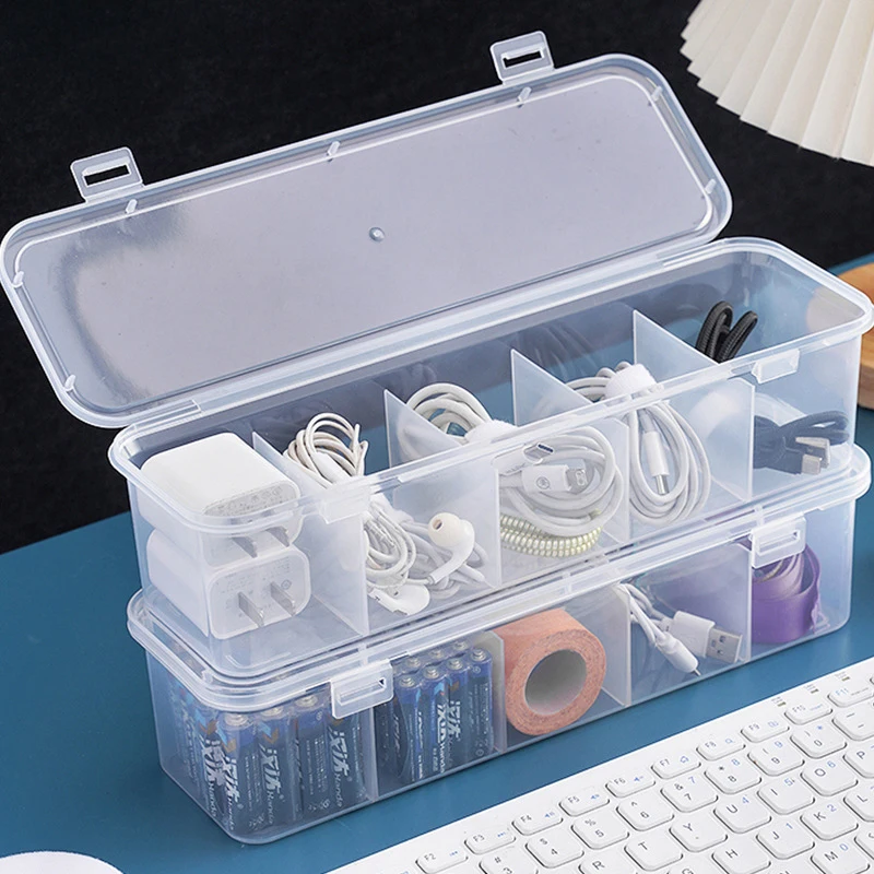 【CCA96】Transparent Data Cable Organizer Case Classification Dustproof Card Organizer With Lid Clutter Collection Box
