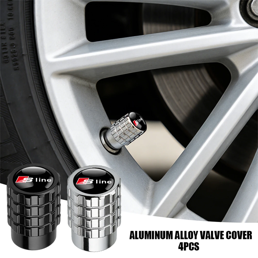 For Audi A3 A4 A4L A5 B3 B4 B5 B6 B7 B8 RS3 Quattro C5 C6 C7 C5 C6 C7 TT A1 Q7 4pcs Metal Wheel Tire Valve Air Stem Cap Covers
