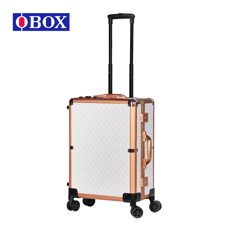OBOX Vintage Style Travel Makeup Artist Case Portable Cosmetic BOX Train Case With LED Mirror And Adjustable Dividers