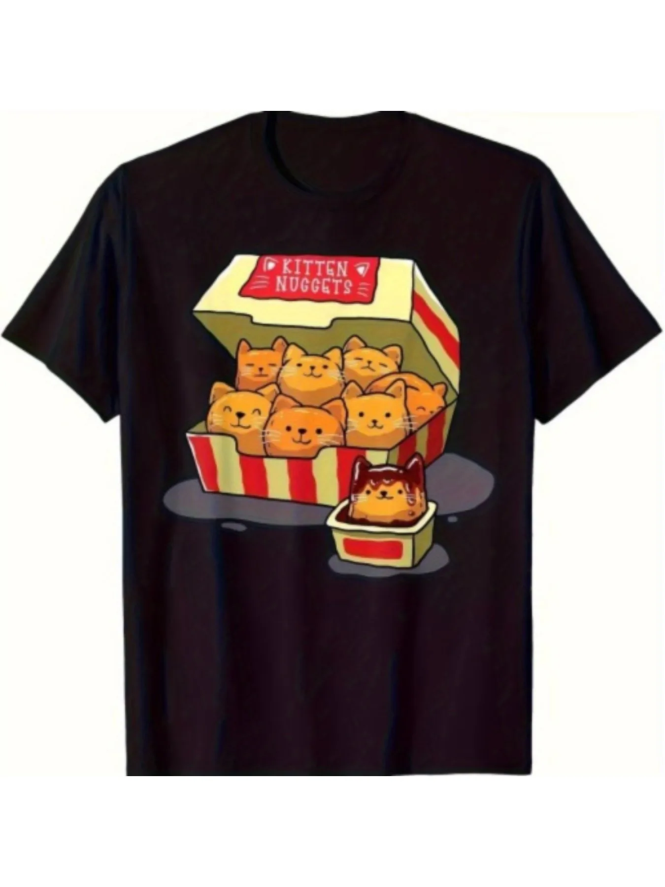 

Cute Kitten Nuggets Cartoon T-Shirt - Women's Cotton, Graphic Tee, Soft & Breathable