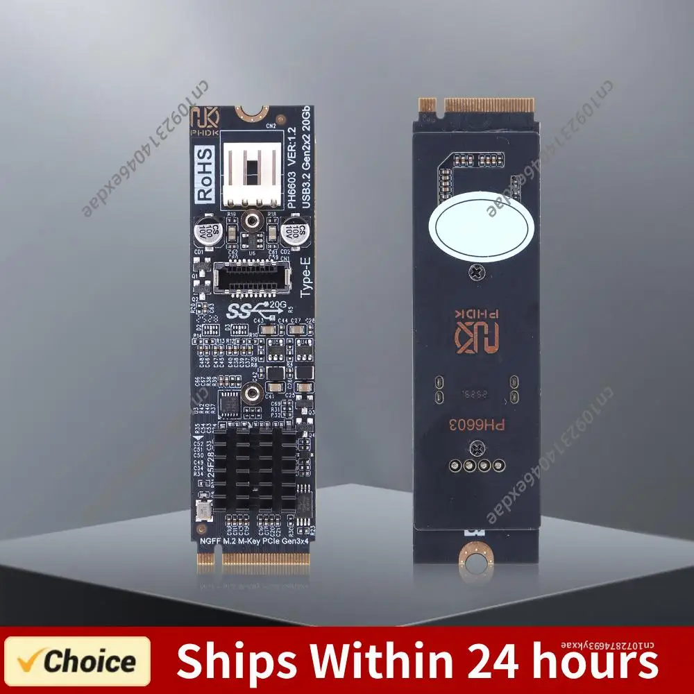 

M2 NVME To TYPE-E Adapter 20Gbps High Speed M2 M Key PCIe To USB3.2 Front Panel Expansion Card ASM3242 Chipset for PC